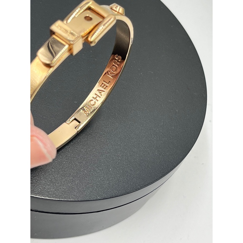 Michael Kors Designer Astor Rose Gold Buckle Closure Bangle Bracelet - Picture 7 of 16